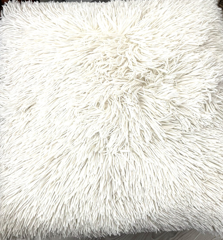 Llama Faux Ivory Fur 19" Square Designer Style Throw Pillow With Removable Cover