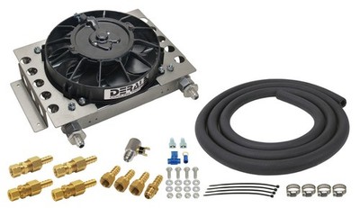 DERALE Atomic-Cool Cooler Kit 6AN Inlets - Fluid Cooler & Fan, Black Aluminum