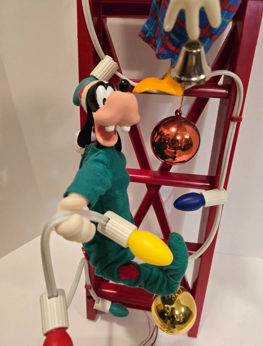 Vtg Mr Christmas Mickey's Tree Trimmers Animated 4Ft Ladder - See