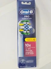 New Unopened Oral-B Pro Floss Action 4 pack Replacement Toothbrush Heads White