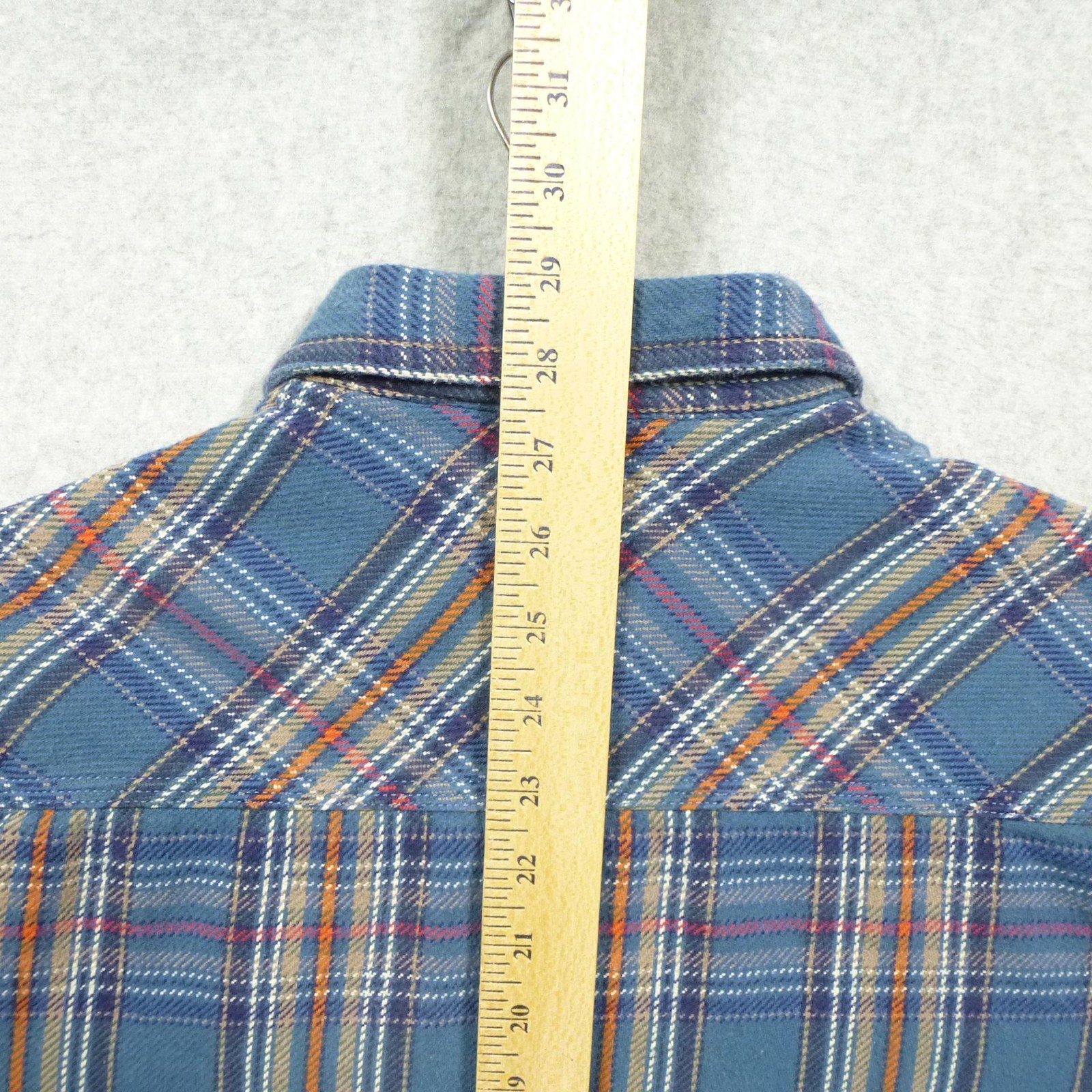 True Grit Shirt Mens Medium Blue Plaid Flannel Lined Button Front Cotton