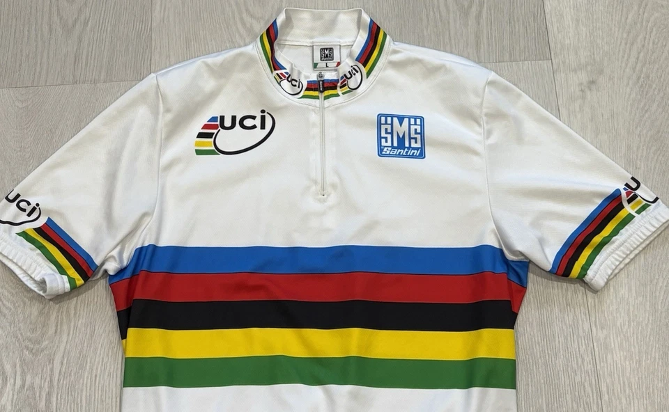 Santini SMS UCI Cycling Jersey World Champion Rainbow Stripes Men’s Large - Image 3 of 4