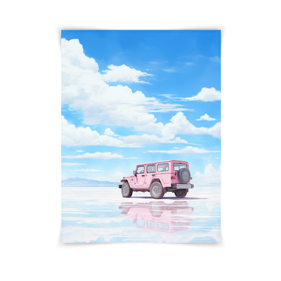 Salar de Uyuni Bolivia Watercolor Print, Pink Jeep Salt Flats Art, Travel Decor