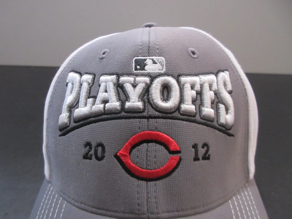 Cincinnati Reds Hat Cap Strap Back Gray White MLB Baseball Playoffs '47 Mens - Image 2 of 4