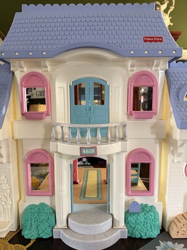 Rara casa delle bambole vintage 1997 Fisher Price Loving Family Grand 4618 tetto blu - Foto 3 di 23