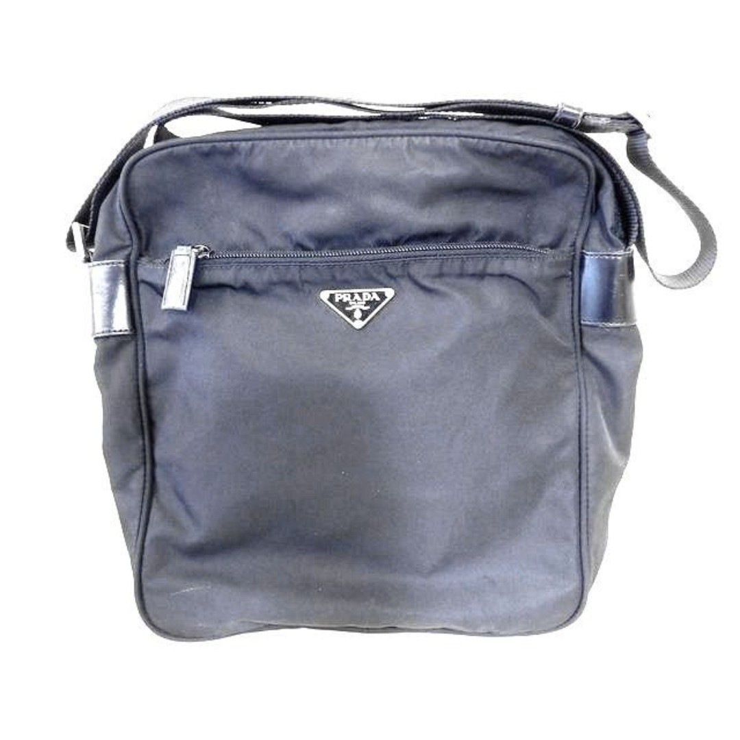 PRADA Shoulder Bag Nylon Black Crossbody Triangle Logo Logo Plate Men s Ladies 7