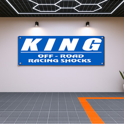 King Off-Road Racing Shocks Flag Banner   71x24 Wall Decor for Truck & 4x4 Fans
