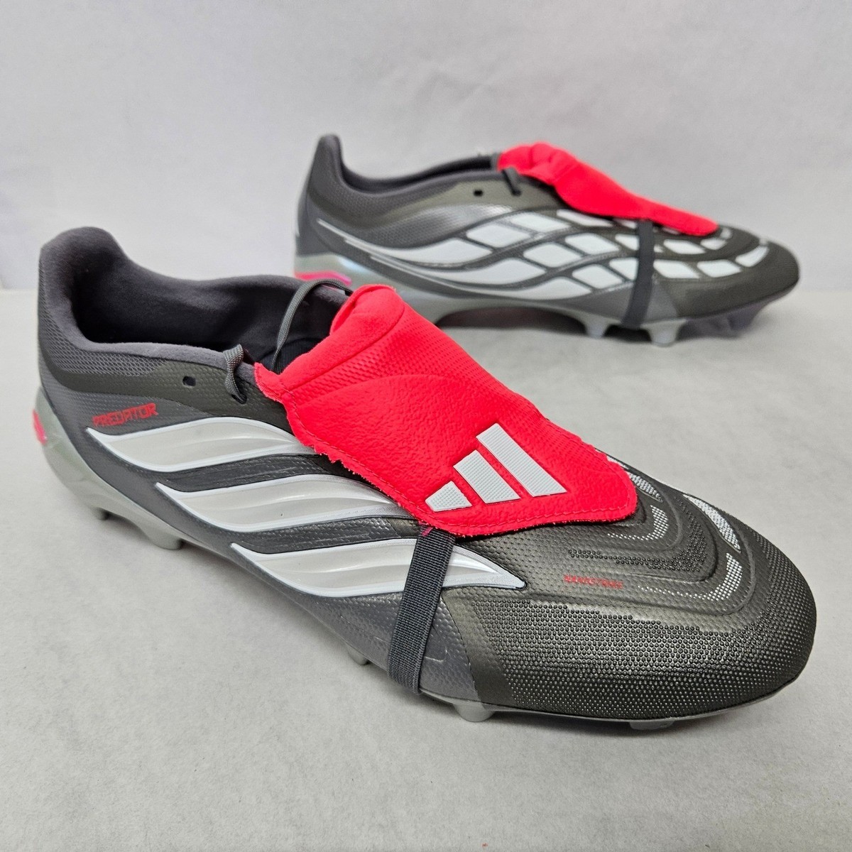 Adidas Predator League FT FG Soccer Cleats JS0426 Gray Lucid Red