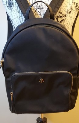 Kate Spade Black Nylon Backpack Purse Travel Daypack Silver Tone Adjustable...