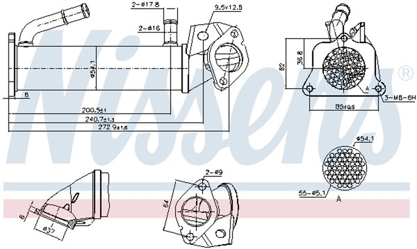 KüHler AbgasrüCkfüHrung Nissens 989321 Stahl FüR Ford Transit V363 Bus FAD FBD-image