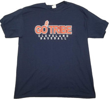 Cleveland Indians T Shirt Mens XL Chief Wahoo Blue Graphic Baseball Vtg Jerzees