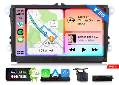 Autoradio Android 14 9''CarPlay Navi DAB+ Für VW Passat Polo Golf 5/6 Seat Tiguan