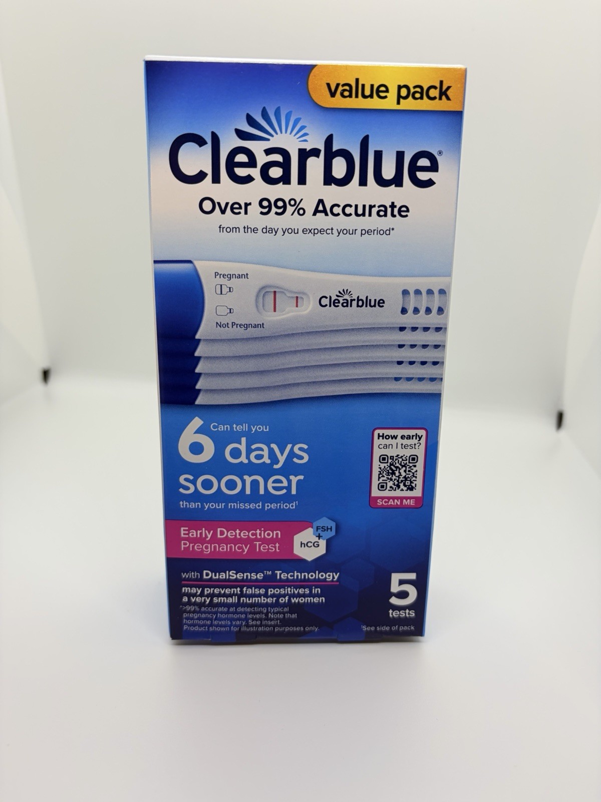 Clearblue Early Detection Pregnancy Test, 6 Days Sooner, 5 TESTS - Free Shipping