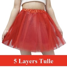 Red 5 Layer Tulle Tutu Skirt Adult Costume Dance Ballet Halloween Cosplay