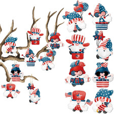 12 Pcs 4Th of July Ornaments Patriotic Hanging Decorations for Tree Gnome Red Wh