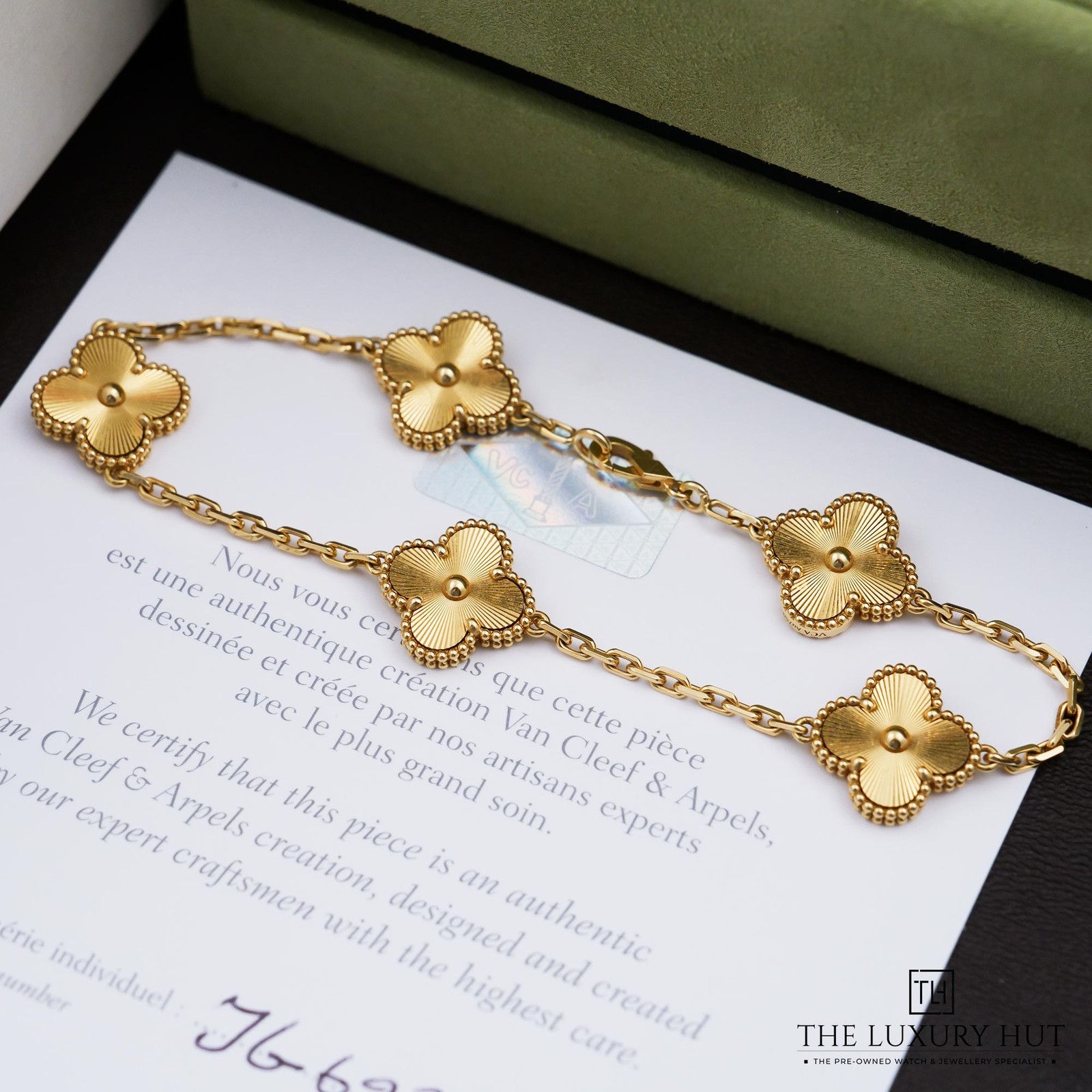 Van Cleef & Arpels Vintage Alhambra 18ct Yellow Gold 5 Guilloché Motifs Brace...