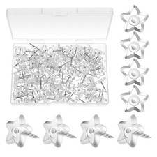 100pcs Clear Star Thumb Tacks - Plastic Push Pins with Steel Transparent