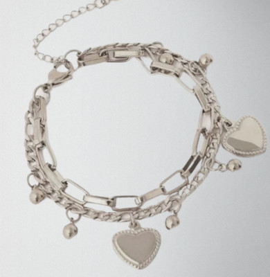 Zara  silver new  bracelet links & heart hearts charm charms details all sizes