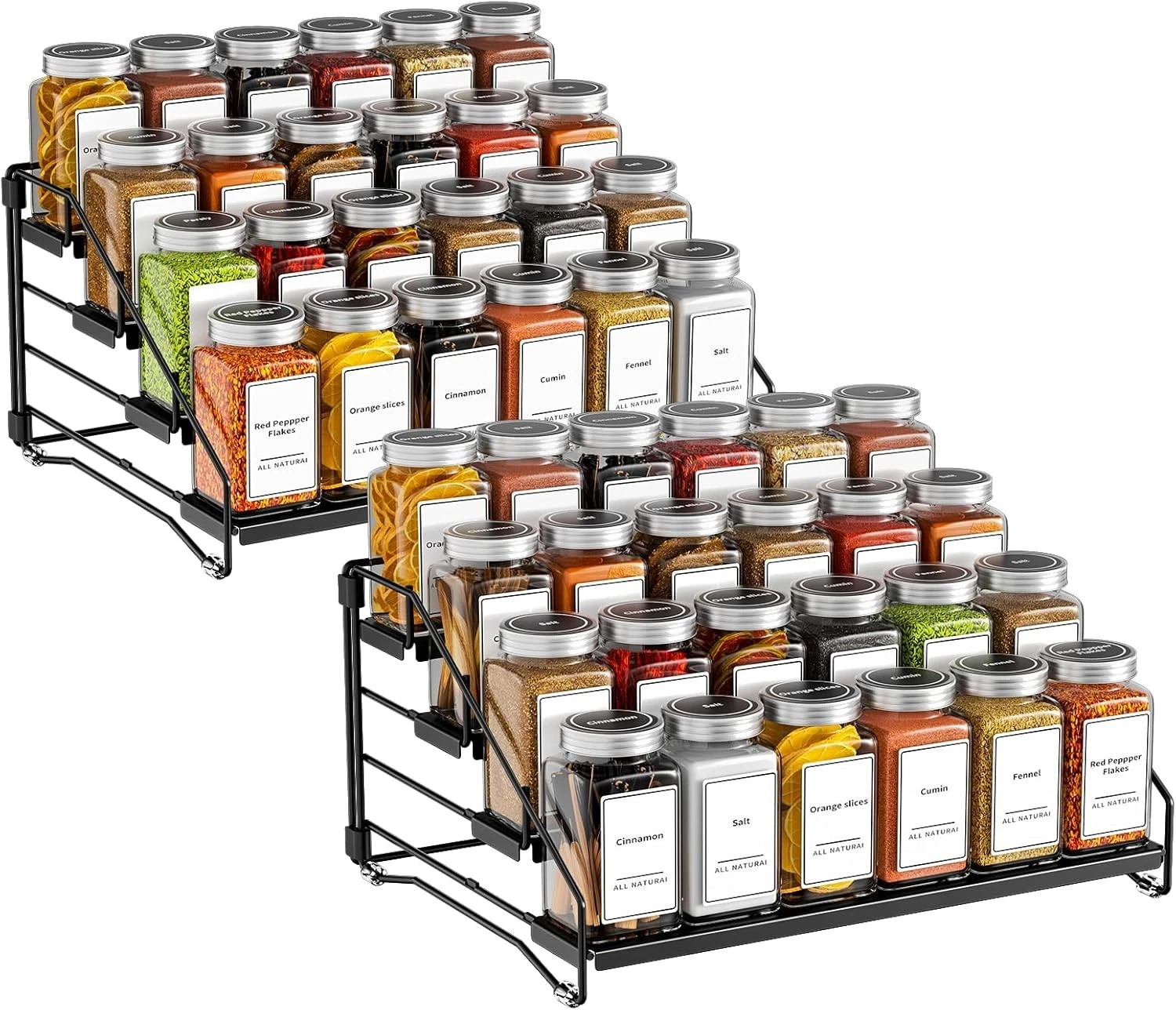 4 Tier Spice Rack Organzier Spice Rack Cabinet Adjustable Depth Seasoning Shelf