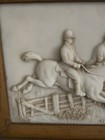 Vintage English Hunt Jump Equestrian Scene Faux Marble Cast Plaque 3D 10x9 — photo 4