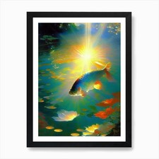 Showa Koi Fish Monet Style Classic  Framed Wall Art Poster Canvas Print Picture