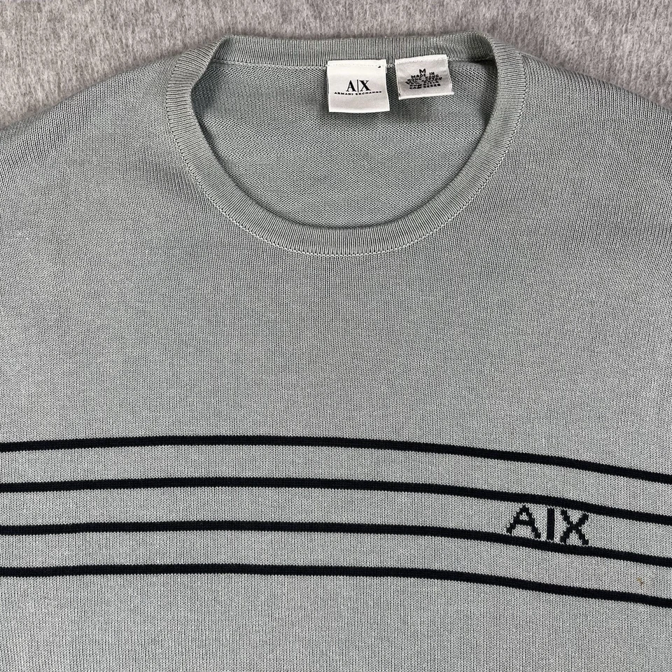 Vintage Armani Exchange Pullover Mens Medium Hong Kong Spellout Thermal Sweater - Image 3 of 4