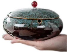 5.7 Ceramic Ashtray with Lids Windproof Cigarette Ashtray for Indoor or Outdoor