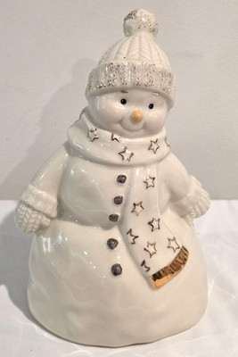 Lenox Season s Greetings Snowman Figurine Recordable Voice Message Porcelain