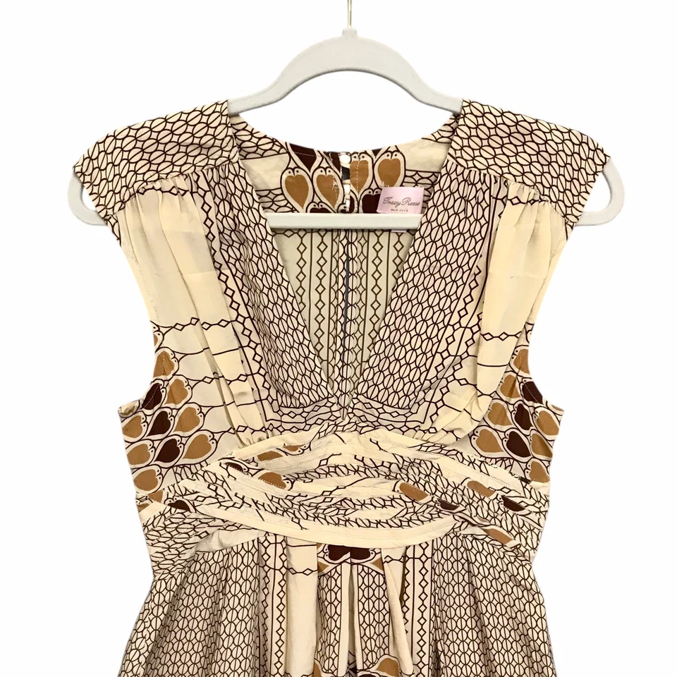 Vestido Bufanda Tracy Reese Empire Cintura Seda Ajuste y Acampanado Regency Crudo Para Mujer Talla 8” Foto 2 de 4