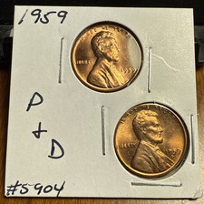 1959-P & D Lincoln Memorial Cents. From Original BU Rolls. Cherry Red!🍒 #5904