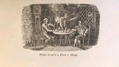 Antike Thomas Bewick Holzdrucke - Verkauf - ein Blatt mit 8 Bildern - Robert Burns 