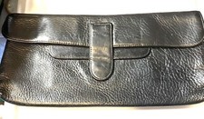 Vintage clutch, genuine leather, black tone