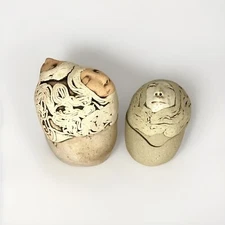 Jude Holdsworth Face Jug Art Pottery Pair Lidded Boxes Double & Single READ