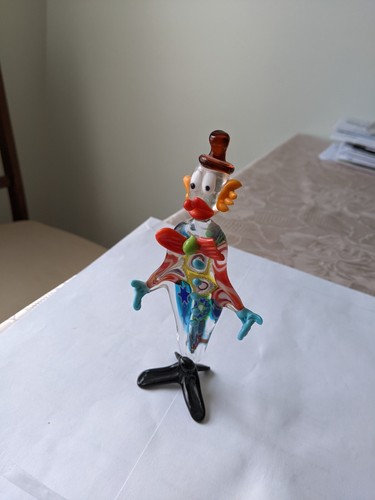 Vintage Murano Kunst Glas Clown Hand Made in Italy Sammlerstück 6 1/4".