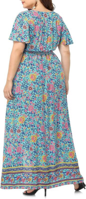 NWT Plus Size Floral Print Button Short Sleeve Split Flowy Beach MAXI DRESS  | eBay
