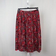 Alfred Dunner Paisley Print Paisley Elastic Waist Midi Skirt 14, Red 2131