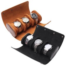 Leather Watch Roll Travel Case Watch Display Box Wrist Jewelry Storage Organizer