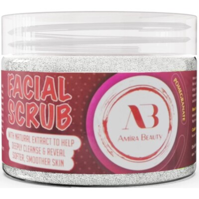 Amira Beauty Pomegranate Facial Scrub Clarifying Exfoliator Deep Cleanser 11.9OZ