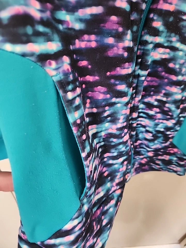 Champion Jacket Girls Size L 10-12 Teal Green Athletic Zip Fleece Hooded EUC - Image 3 of 4