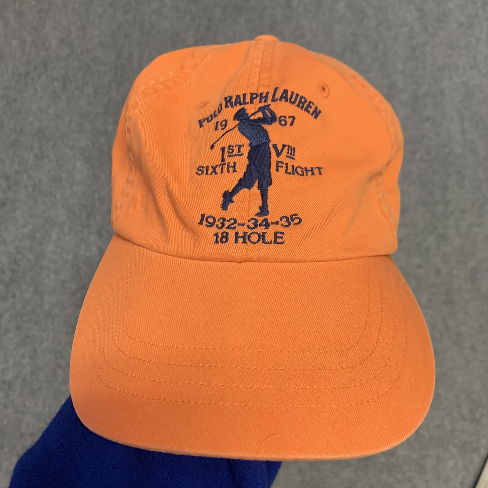 Cappello Berretto Vintage Polo Ralph Lauren Big Golf Logo Scritto Pony Regolabile Adulto