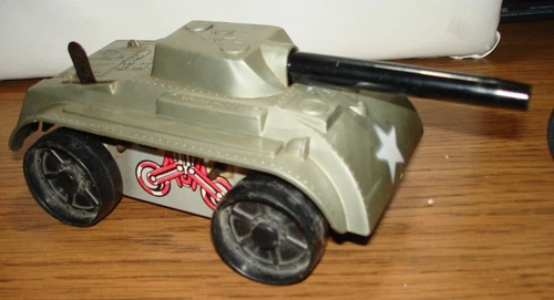 Vintage Marx Litho Army Tank Toy Wind Up Military Plastic & Tin Made in USA