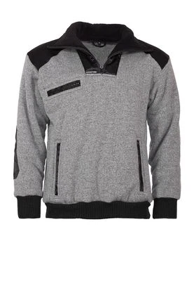 Oyster Webpelz Troyer Arbeitspullover grau/schwarz mit Fleece Kragen Pulli Sweat