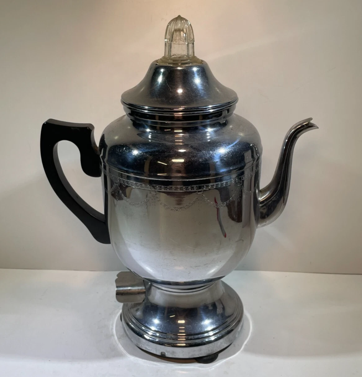 Vintage Farberware Stainless Steel Coffee Maker Percolator Model 208 12" w/ Cord