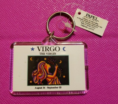 Vintage Virgo The Virgin Acrylic  Keychain Keychain. Papel. Taiwan.