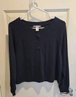 Victoria's Secret Pajama Top Thermal Henley Crop Black Sz XS — photo 1