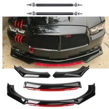 For Dodge Charger Front Bumper Lip Splitter Spoiler Strut Rod Body Kit Gloss
