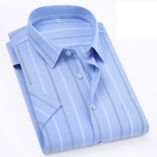 Mens Dress Shirts Short Sleeves Formal Business Slim Cotton Casual Shirts Tops