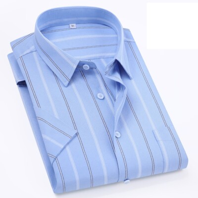Mens Dress Shirts Short Sleeves Formal Business Slim Cotton Casual