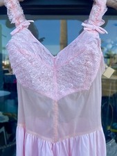 Vintage 60s NWT Sears Pink Pointy Bra Coquette Nightgown Dress Lace Lingerie