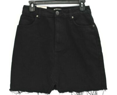 Cotton On 91 Womens Black Pocket Frayed Hem Classic A Line Denim